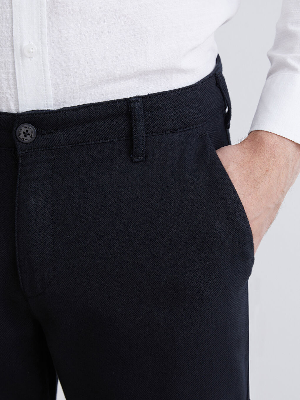 Siyah Standart Kalıp Erkek Chino Pantolon-2