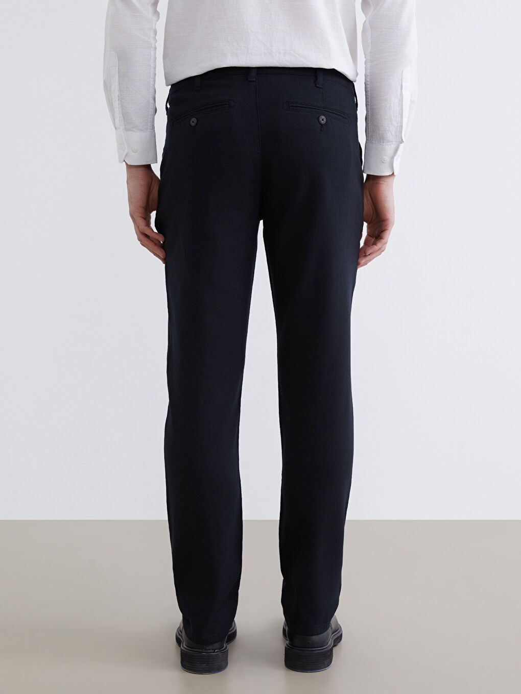 Siyah Standart Kalıp Erkek Chino Pantolon-3