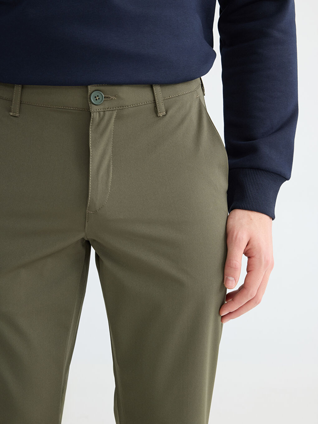 Haki Standart Kalıp Erkek Chino Pantolon-2