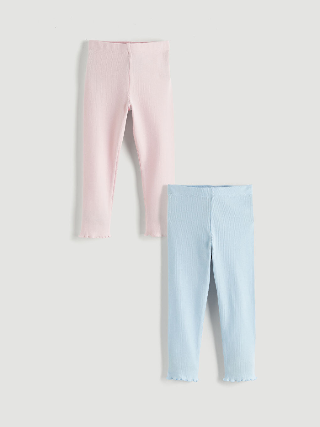 Pembe Beli Lastikli Kız Çocuk Tayt 2'li