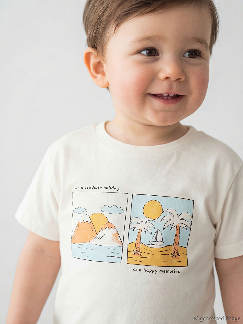 تي شيرت مطبوع بياقة دائرية للأولاد الرضع-1