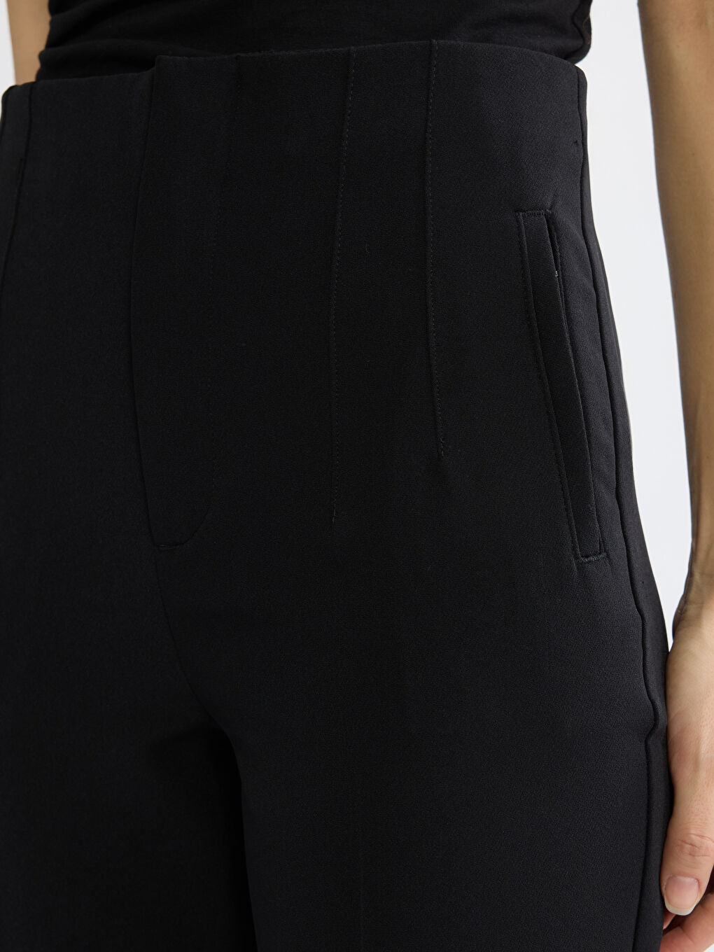 Siyah Yüksek Bel Kadın Gabardin Pantolon-2