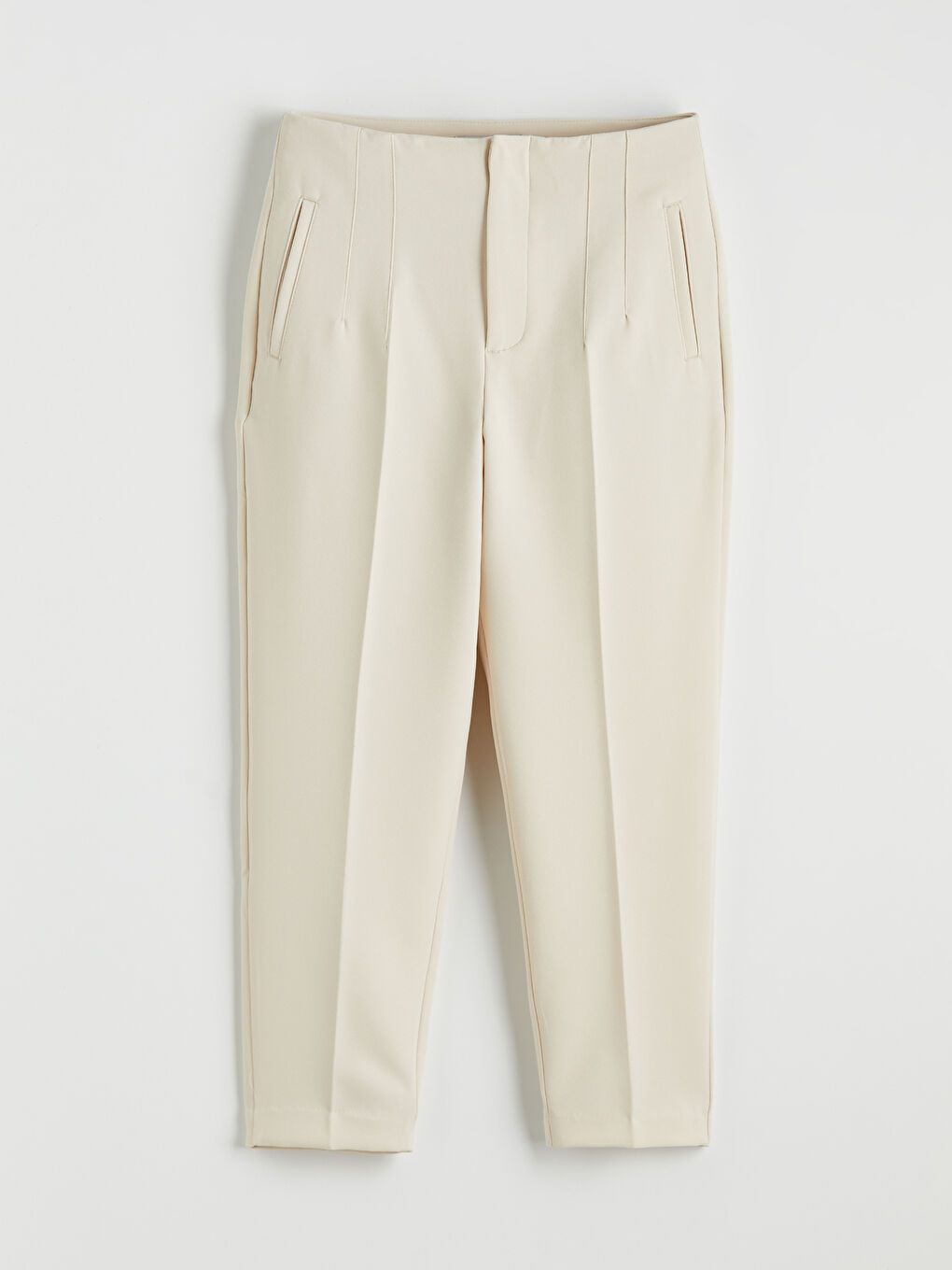 Gri Yüksek Bel Kadın Gabardin Pantolon	-4