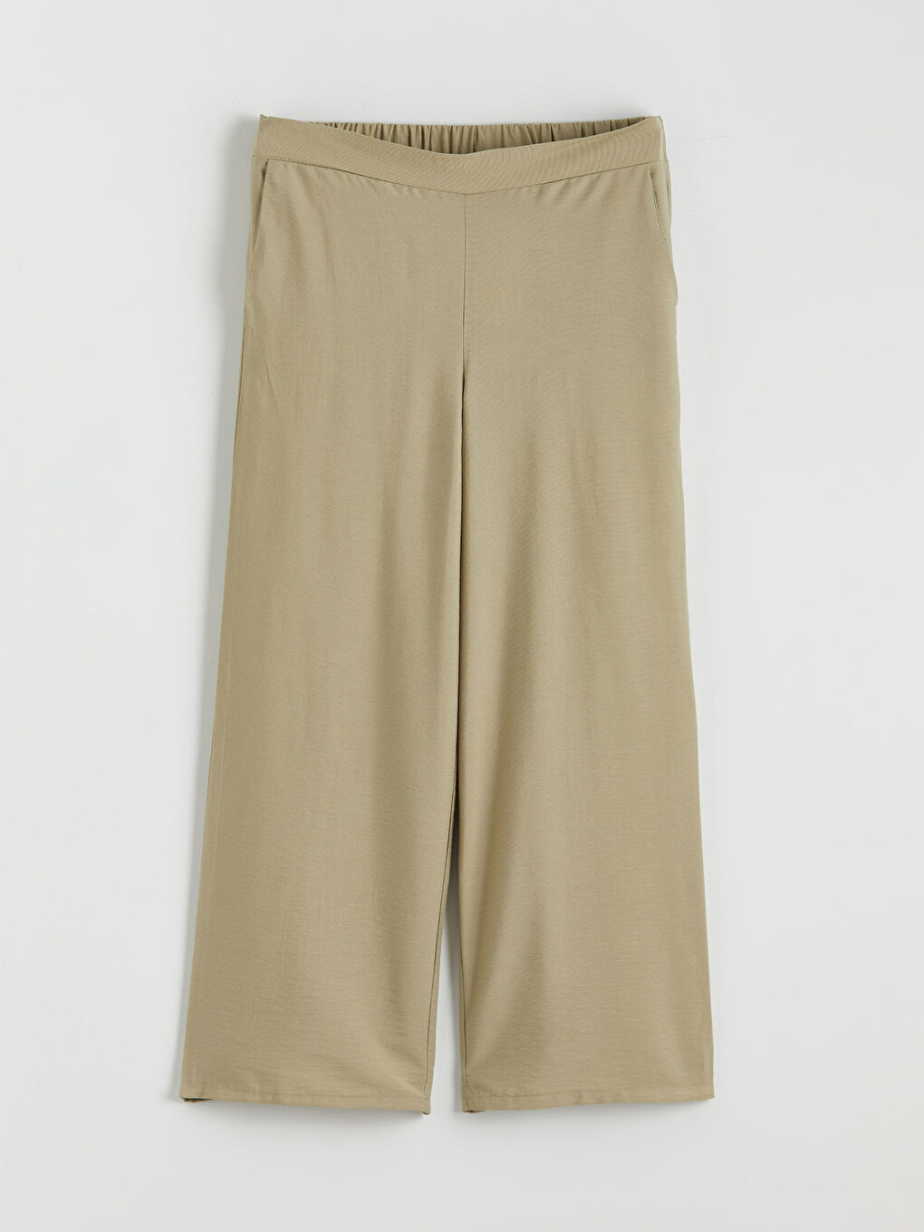 Yeşil Beli Lastikli Geniş Paça Kadın Pantolon-4