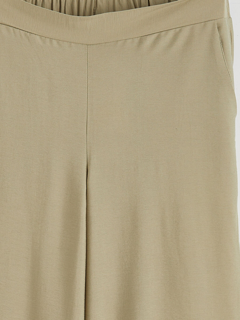 Yeşil Beli Lastikli Geniş Paça Kadın Pantolon-5