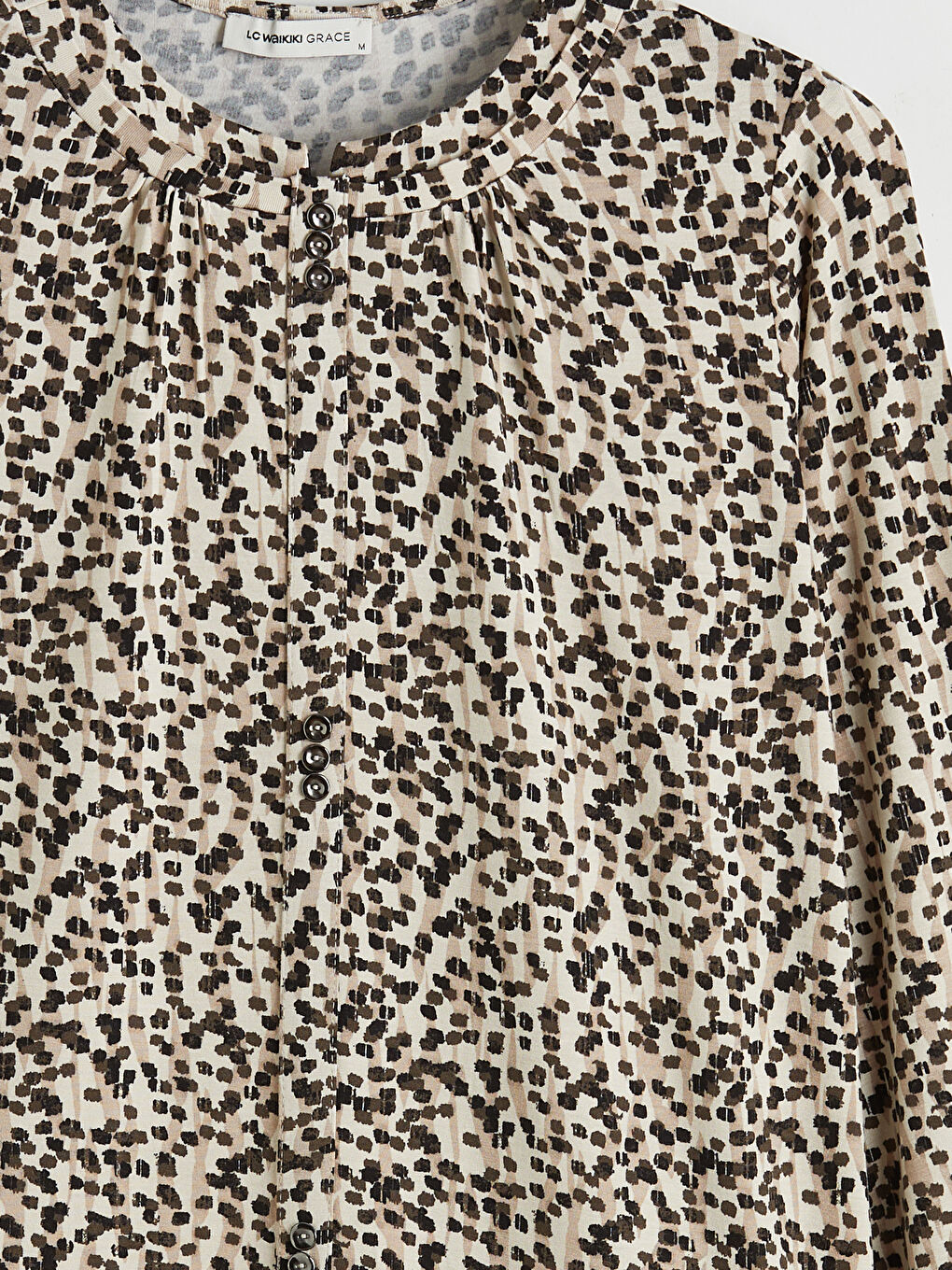 Bluză cu model, guler rotund-4