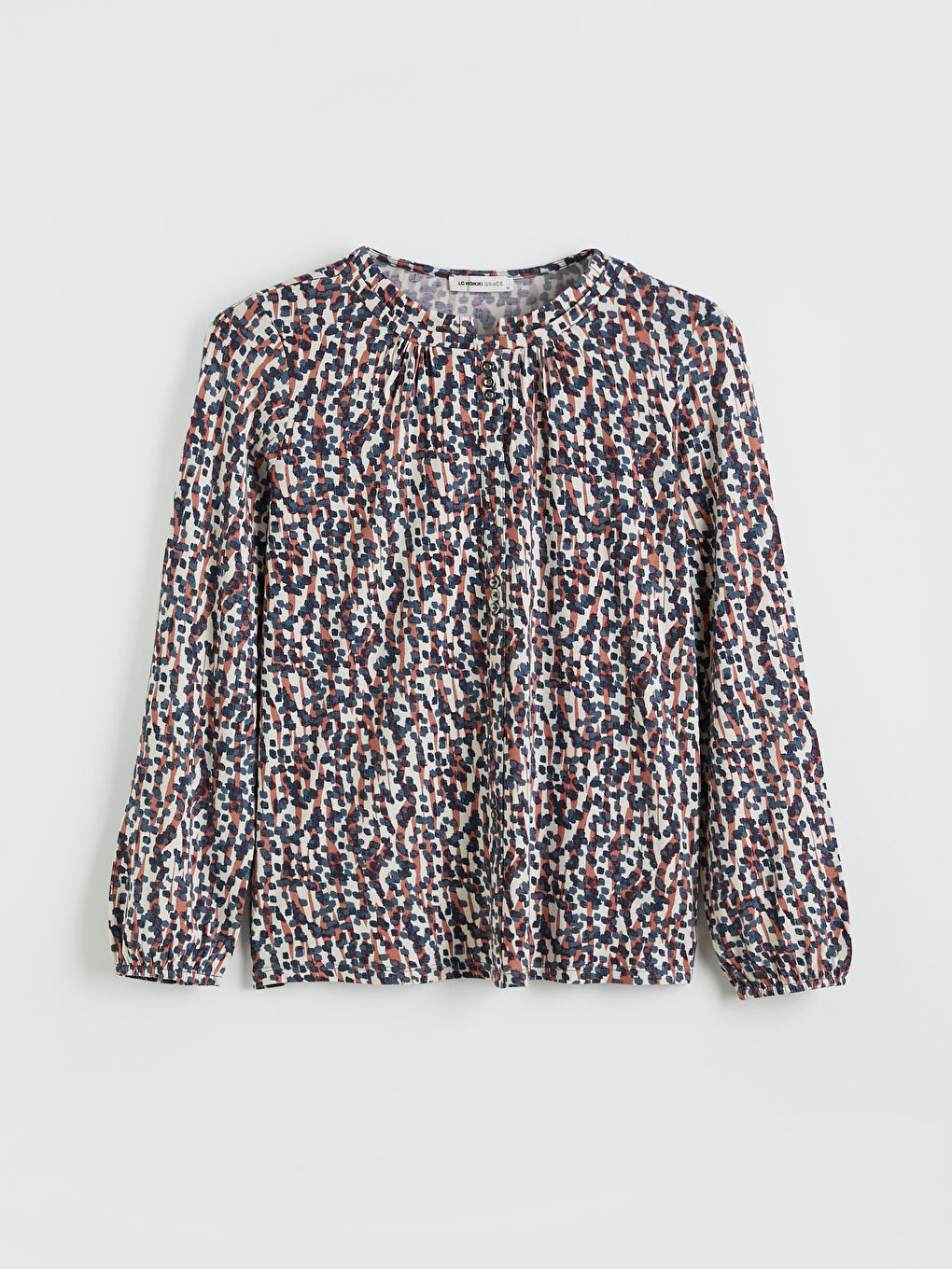 Bordo Bisiklet Yaka Desenli Bluz