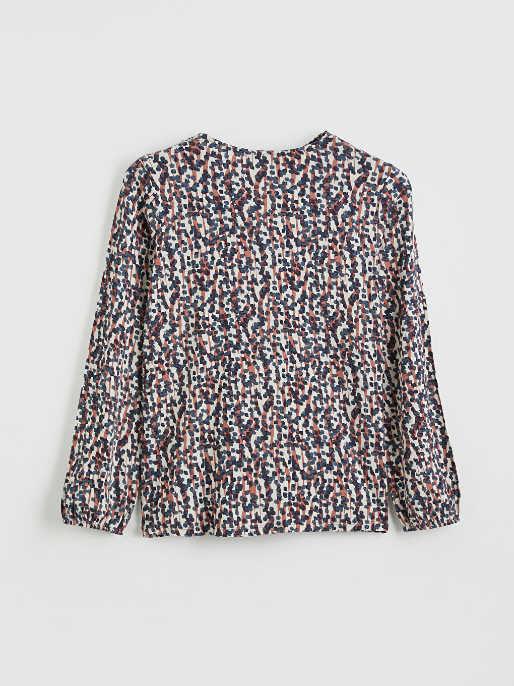 Bordo Bisiklet Yaka Desenli Bluz-1