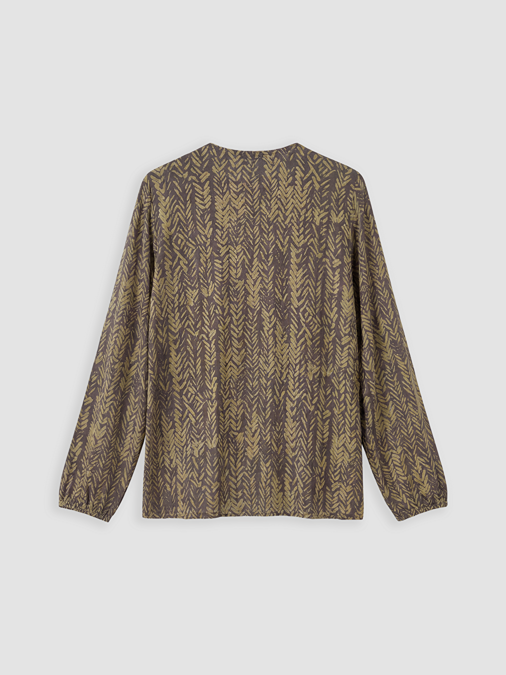 Kahverengi Bisiklet Yaka Desenli Bluz-1