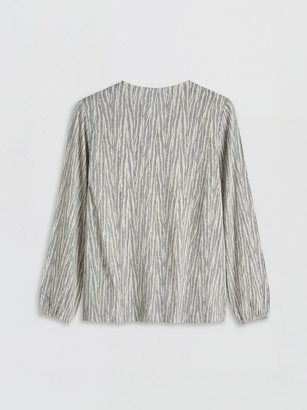 Gri Bisiklet Yaka Desenli Bluz-1