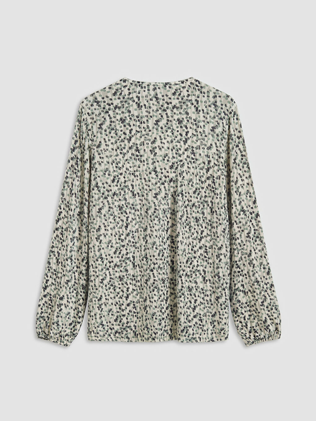 Gri Bisiklet Yaka Desenli Bluz-1