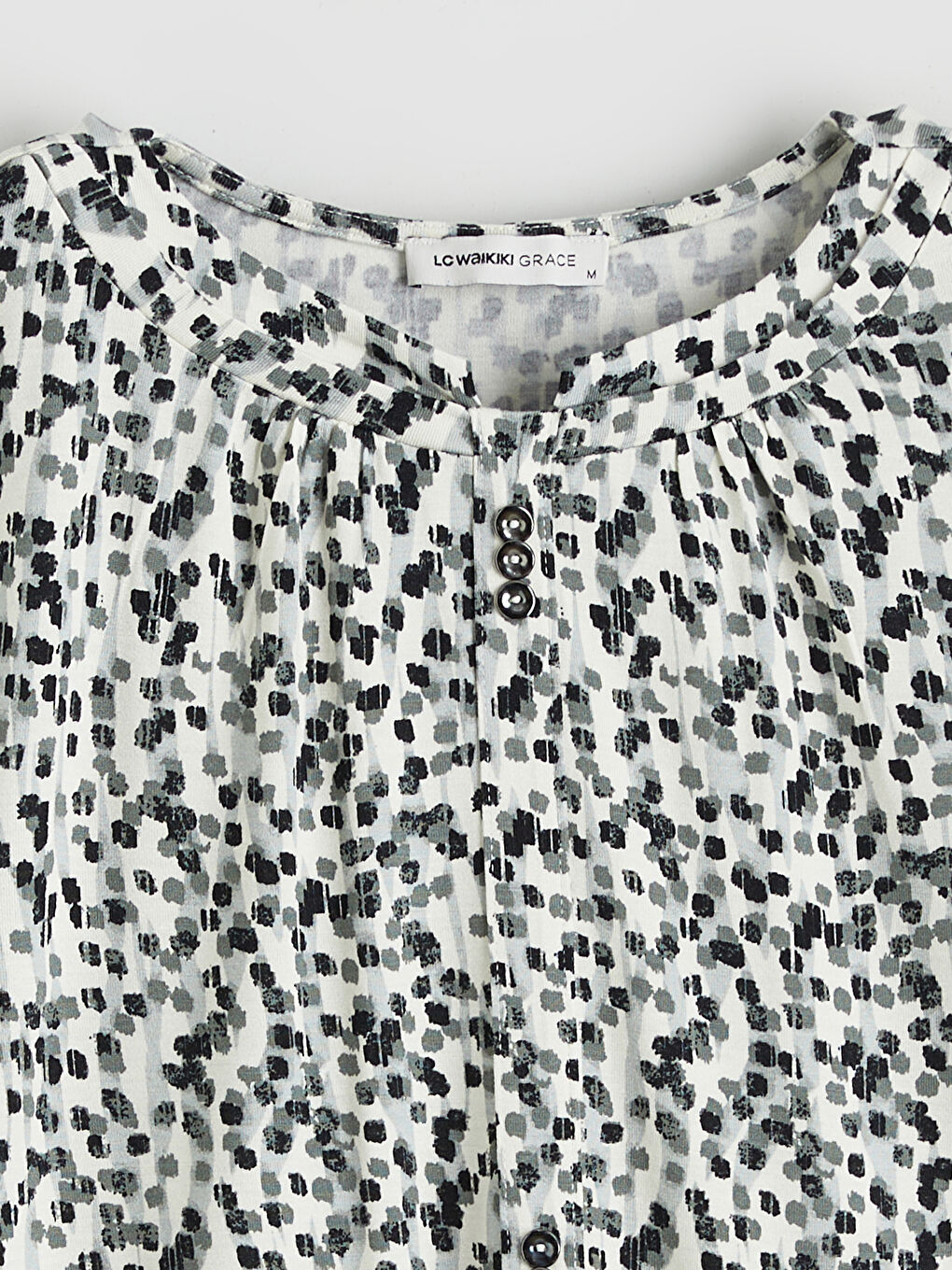 Siyah Bisiklet Yaka Desenli Bluz-5