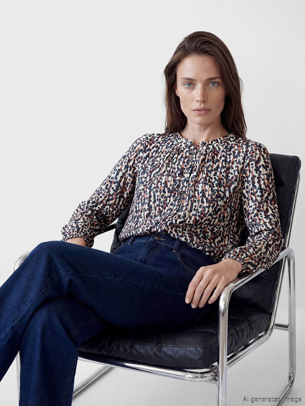 Bluza sa okruglim izrezom sa uzorkom