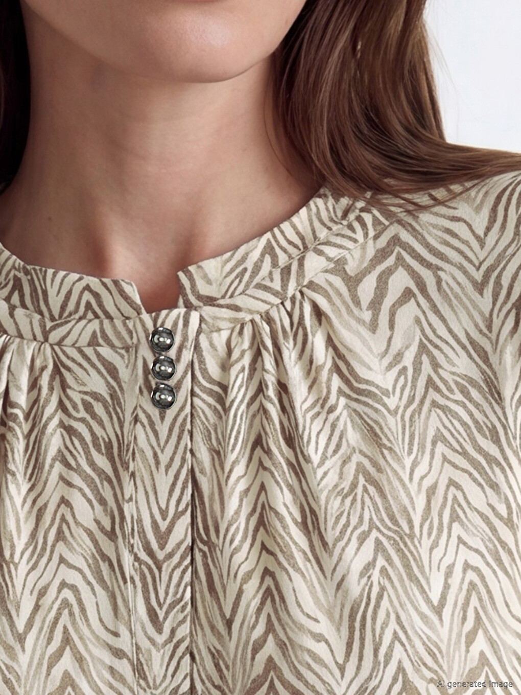 Crew Neck Patterned Blouse-4