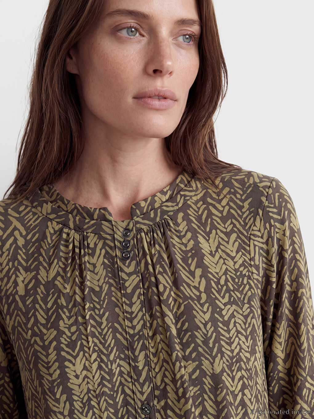 Crew Neck Patterned Blouse-2