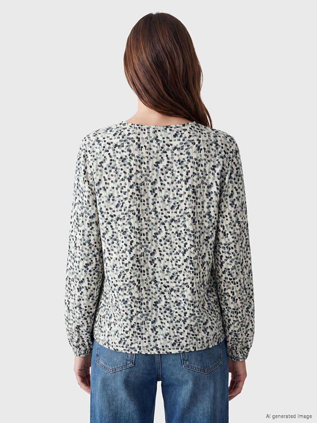 Bluza Sa Okruglim Izrezom Sa Uzorkom-4
