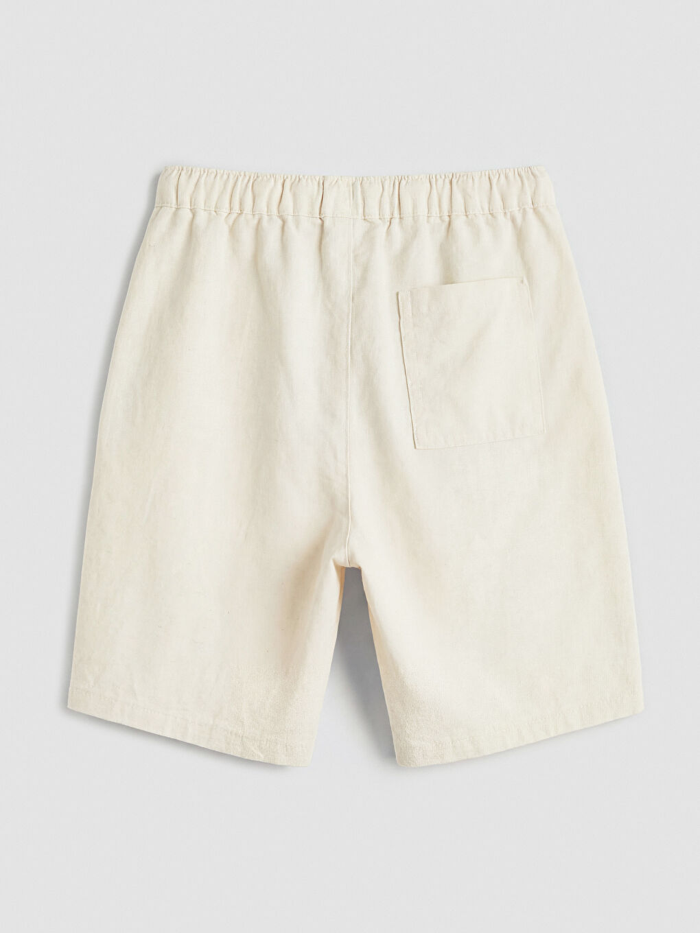 Bej Beli Lastikli Keten Karışımlı Erkek Çocuk Şort-1