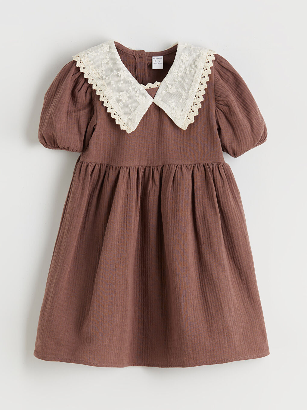 Kahverengi Bebe Yaka Kız Çocuk Elbise