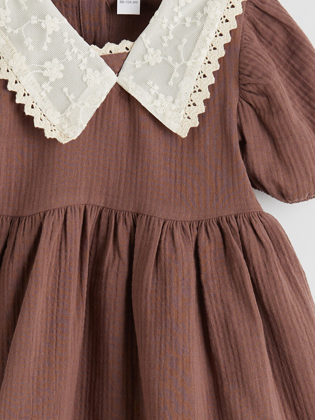 Kahverengi Bebe Yaka Kız Çocuk Elbise-2