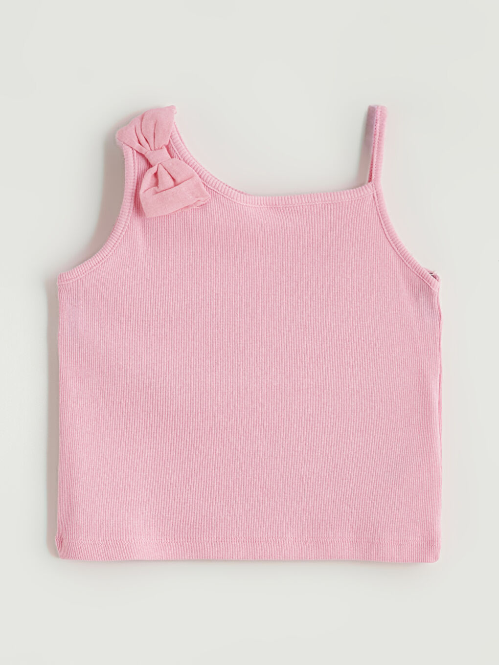 Pembe Kare Yaka Fiyonk Detaylı Kız Çocuk Atlet