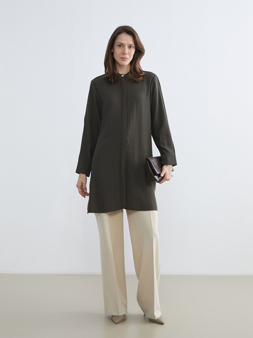 Hakim Yaka Dokulu Kadın Gömlek Tunik-1