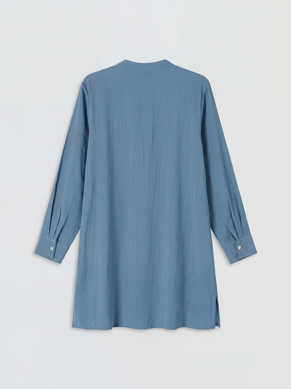 İndigo Hakim Yaka Dokulu Kadın Gömlek Tunik-1