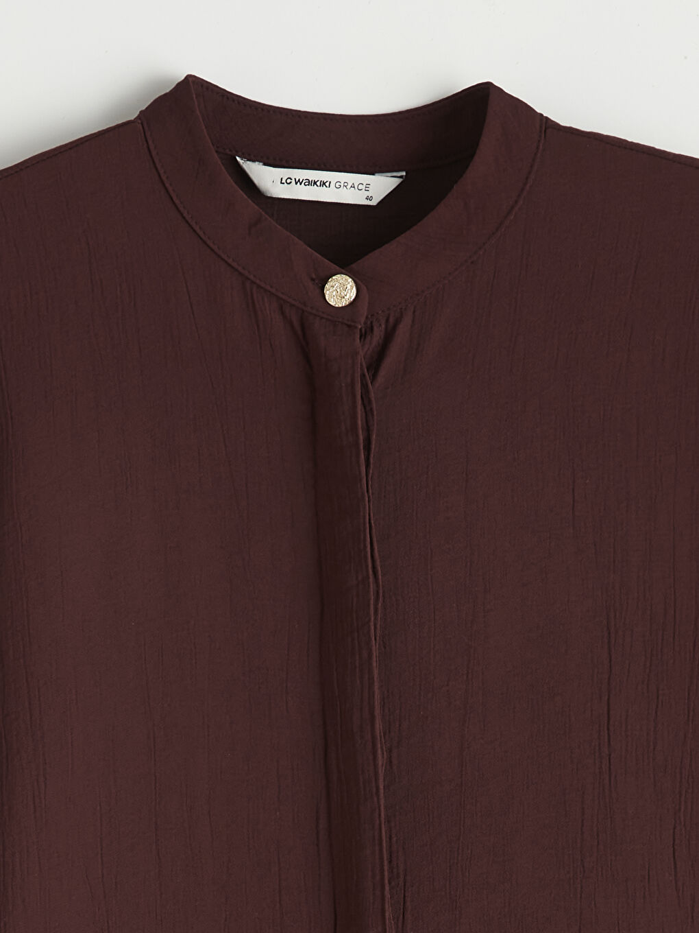 Kahverengi Hakim Yaka Dokulu Kadın Gömlek Tunik	-5