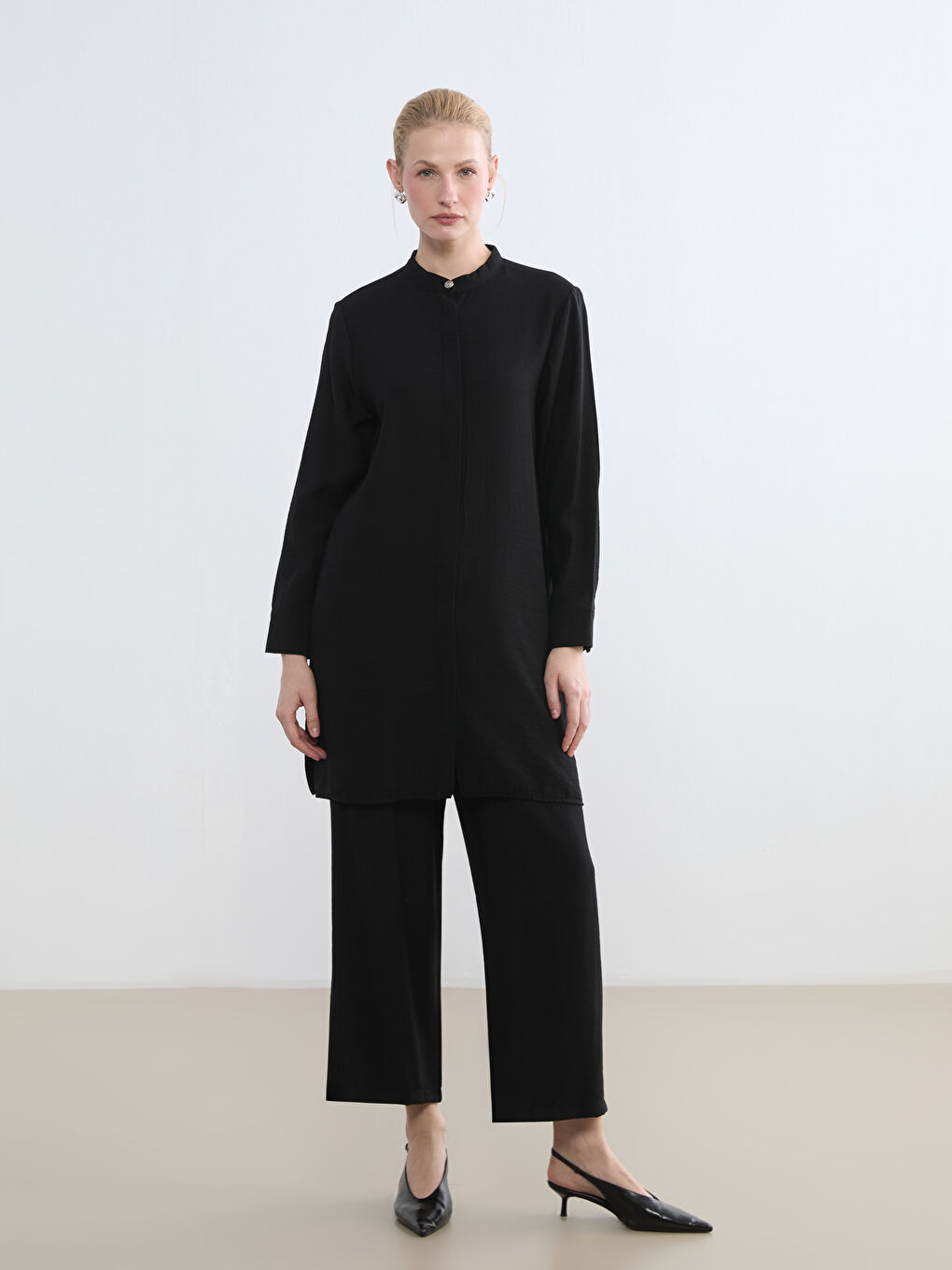 تونيك قميص أسود امرأة