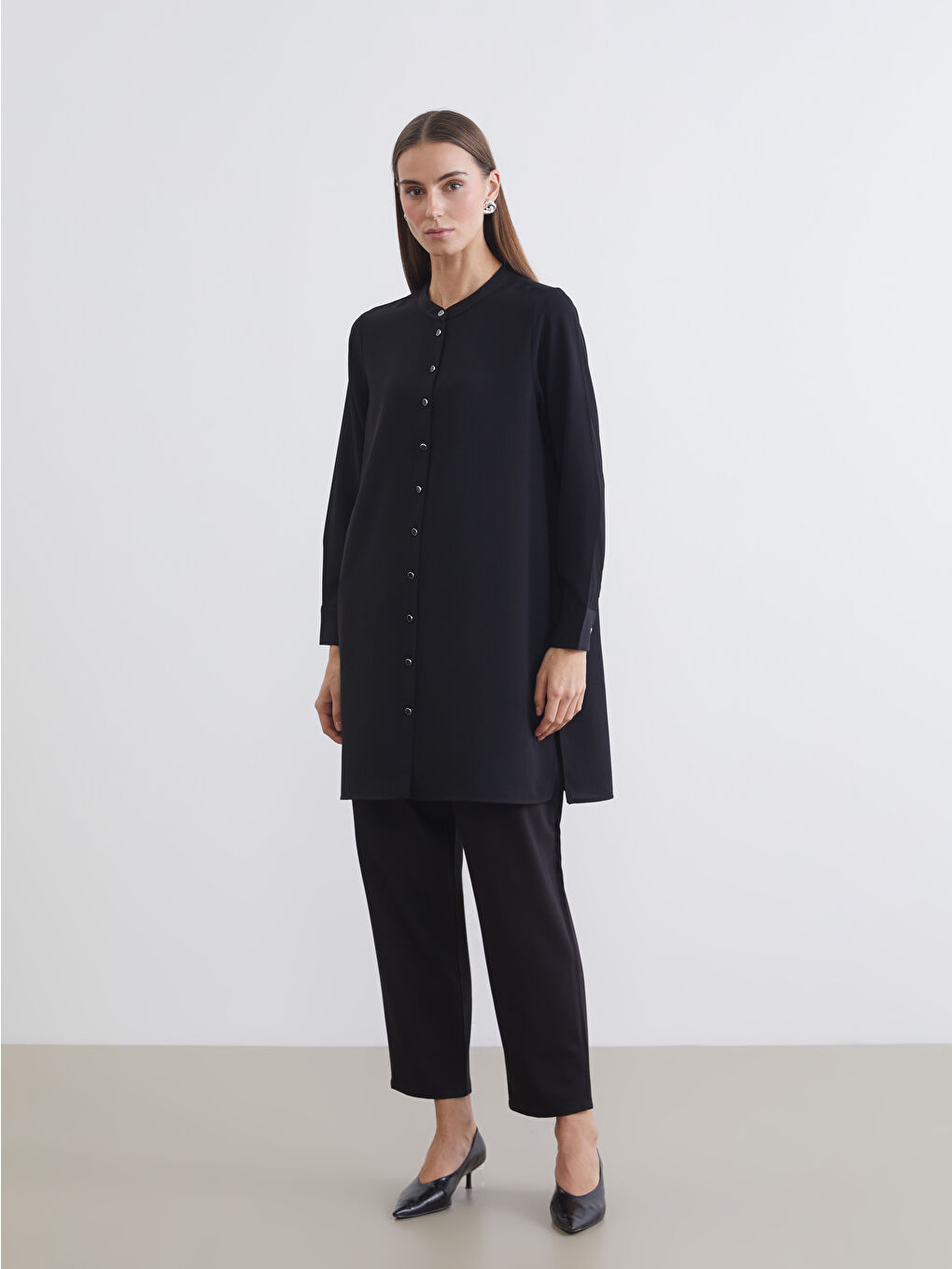 Siyah Hakim Yaka Kadın Gömlek Tunik-1