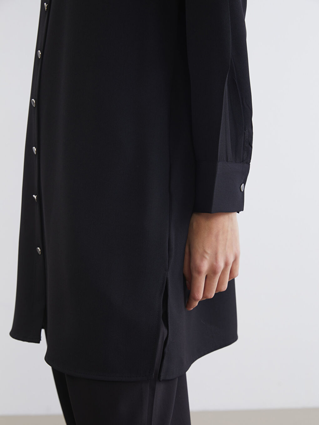 Siyah Hakim Yaka Kadın Gömlek Tunik-2