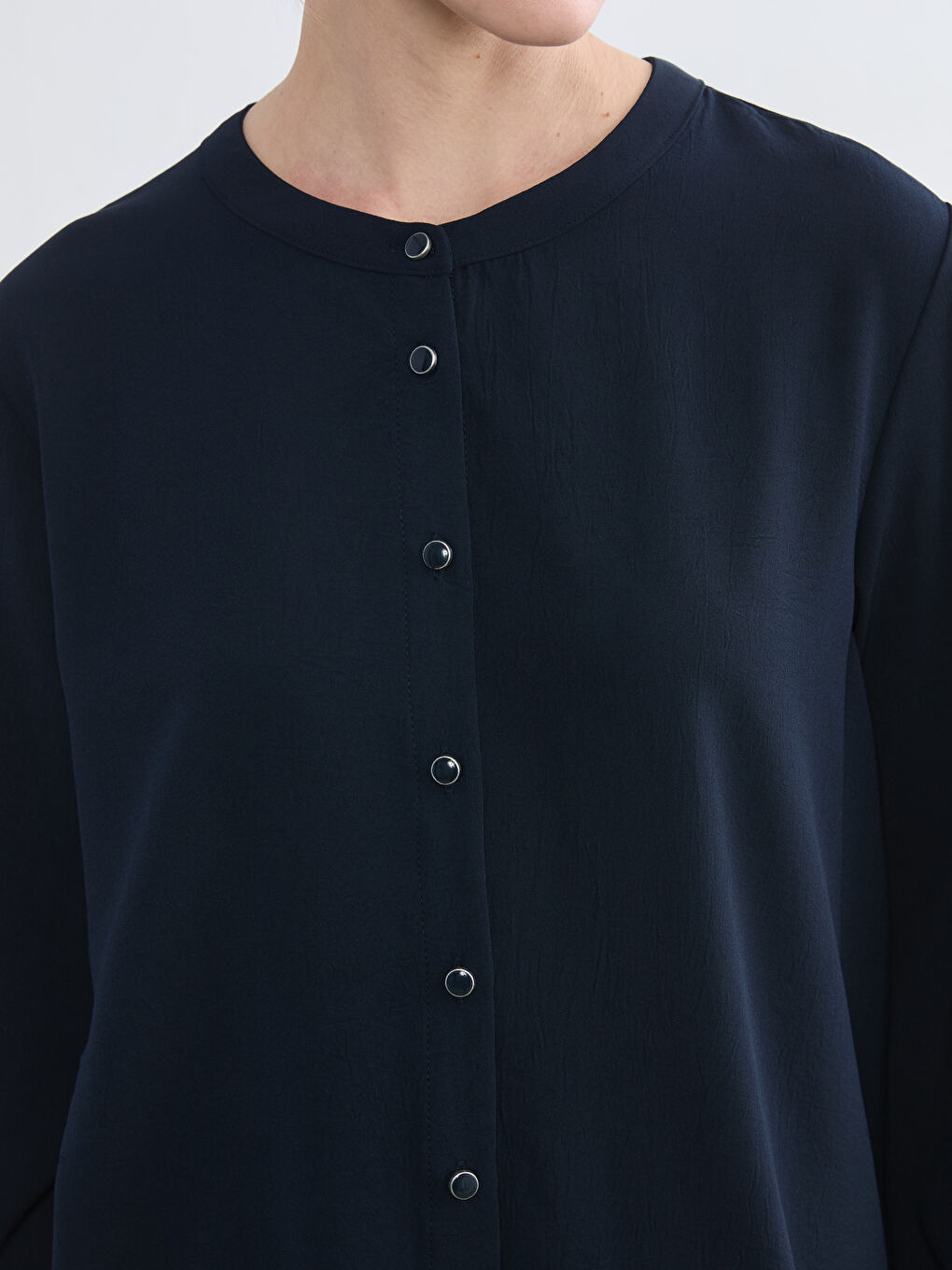 Lacivert Hakim Yaka Kadın Gömlek Tunik-2