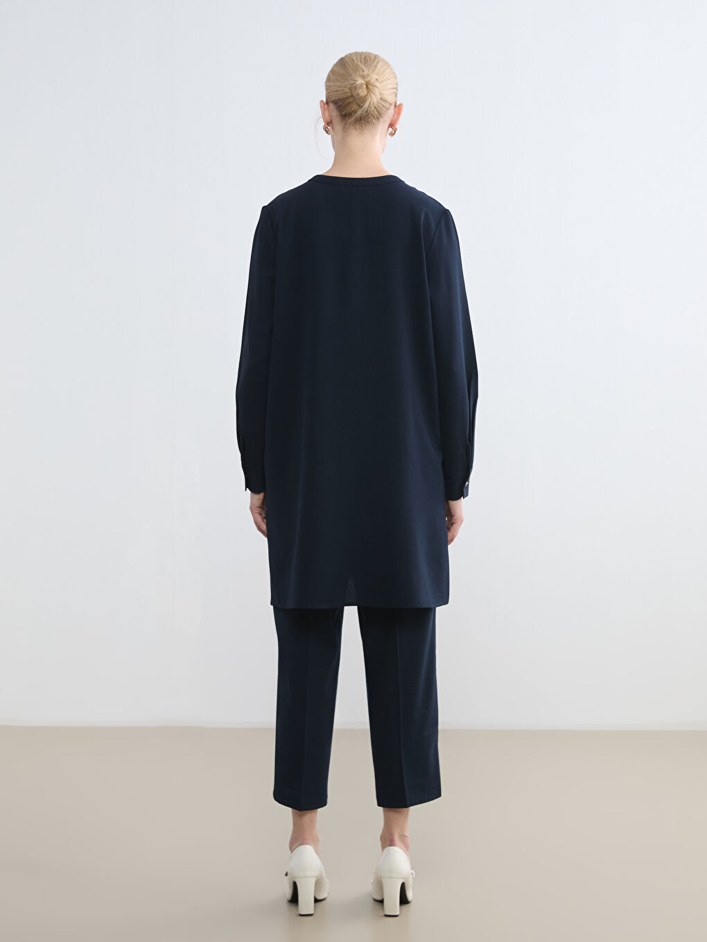 Lacivert Hakim Yaka Kadın Gömlek Tunik-3