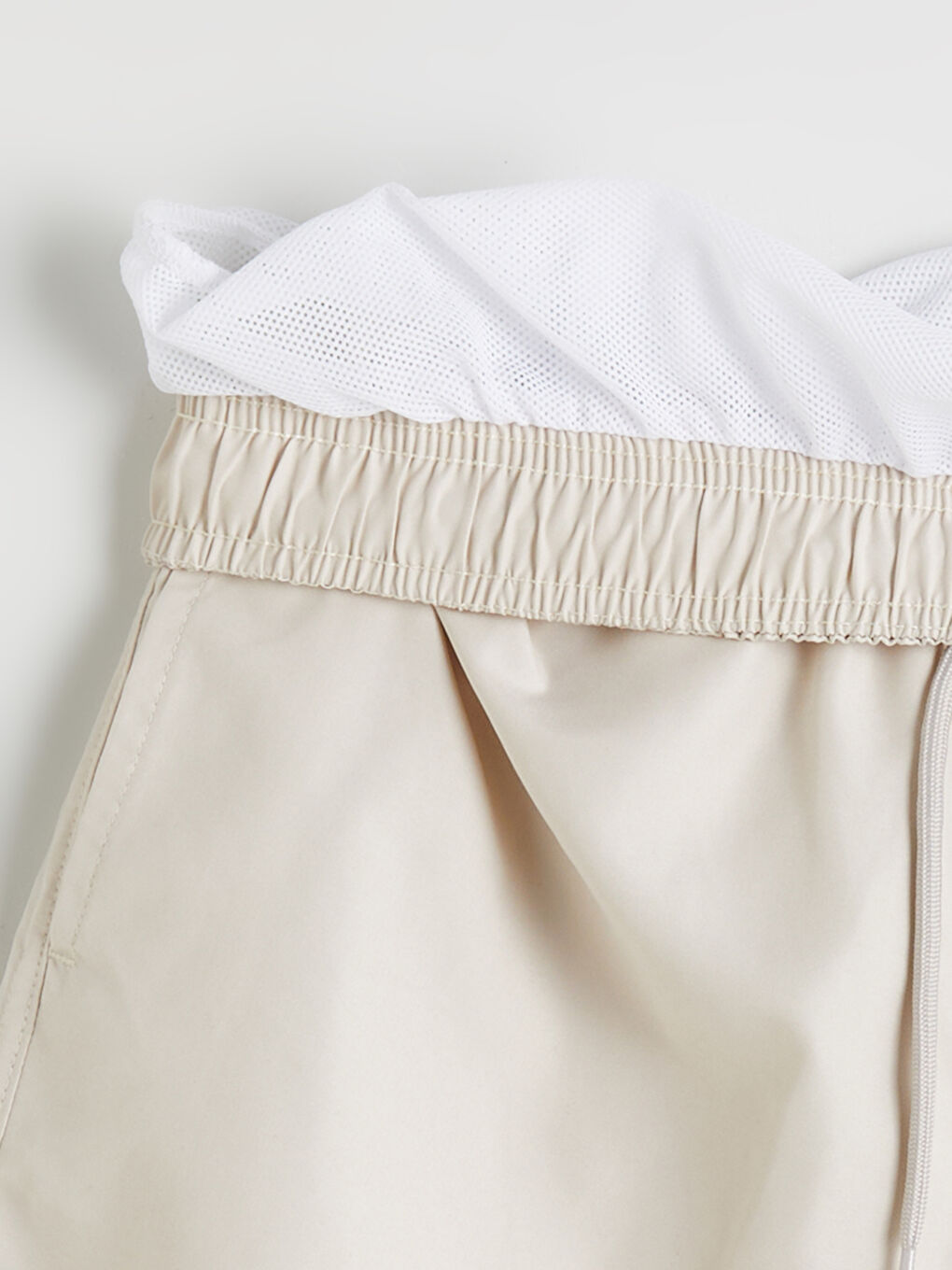 Bej Diz Hizası Boy Basic Erkek Deniz Şortu-5