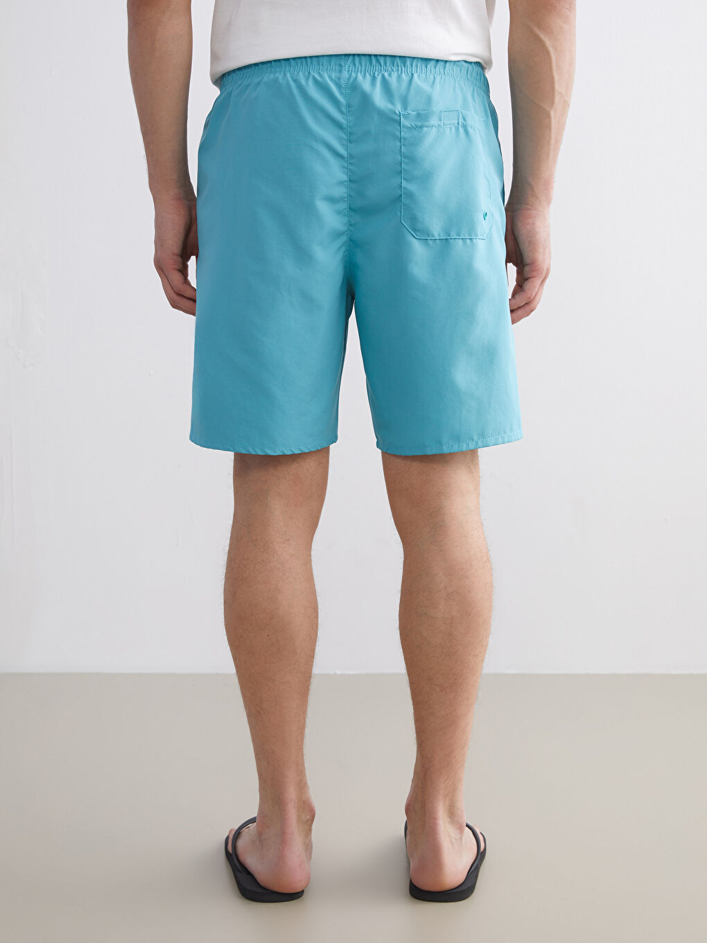Turkuaz Diz Hizası Boy Basic Erkek Deniz Şortu-3