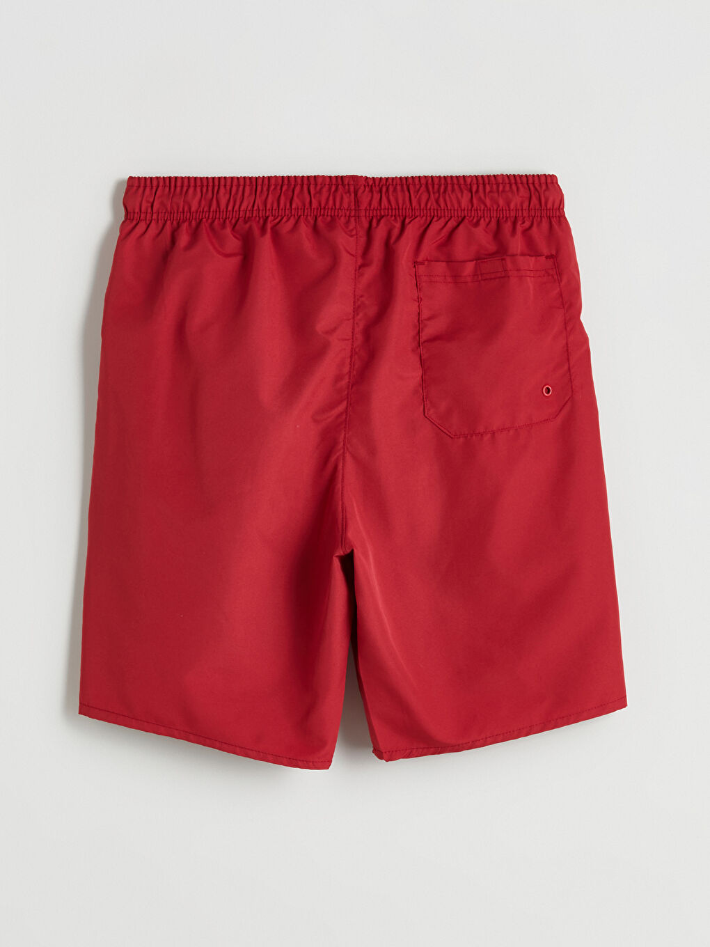 Kırmızı Diz Hizası Boy Basic Erkek Deniz Şortu-6