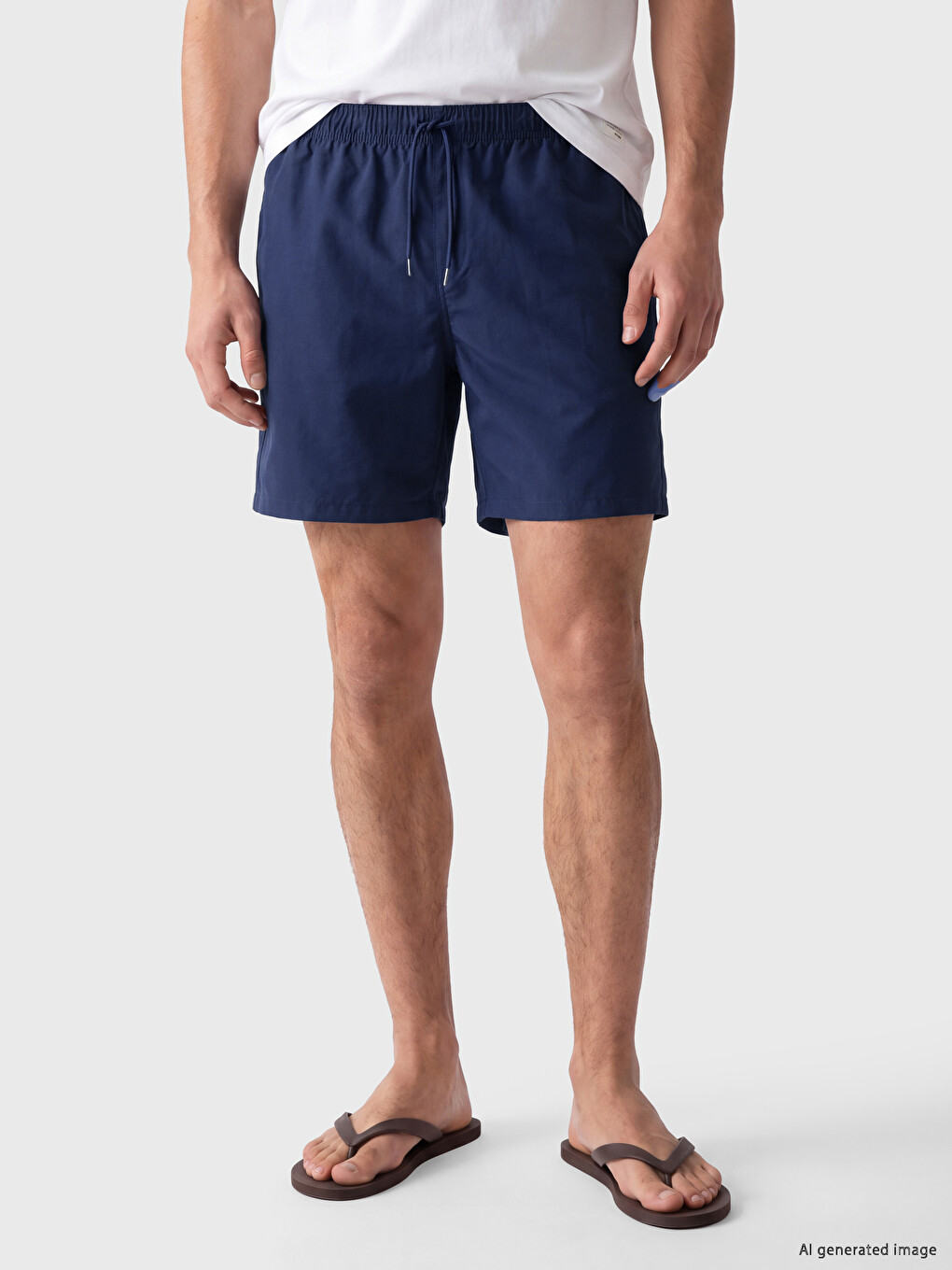 Knee Length Basic Men's Swimming Shorts-1