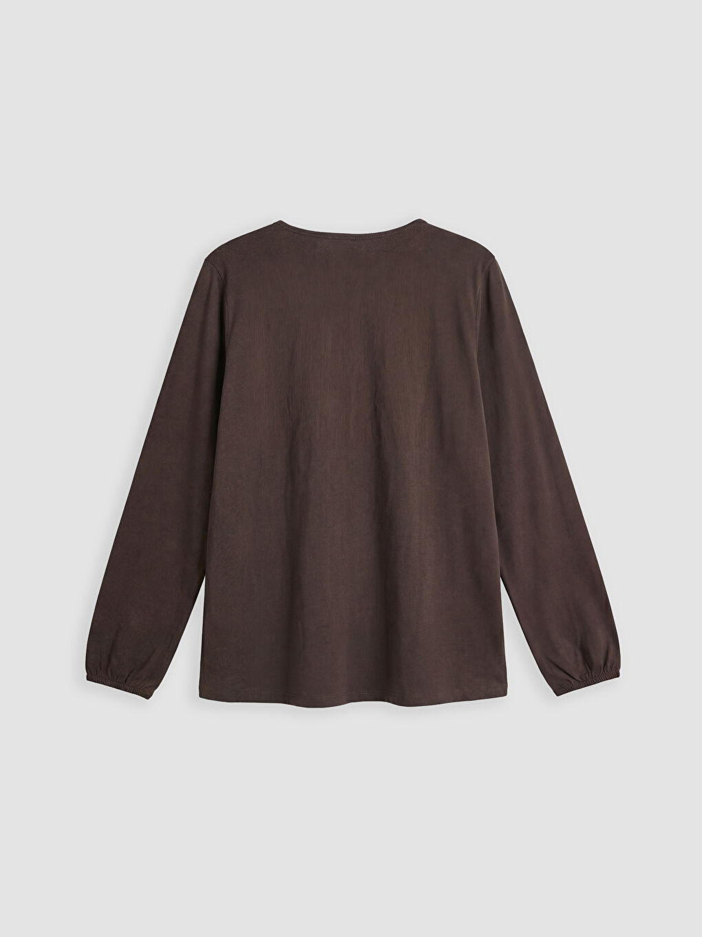 Kahverengi Bağlamalı Yaka Nakışlı Bluz-1