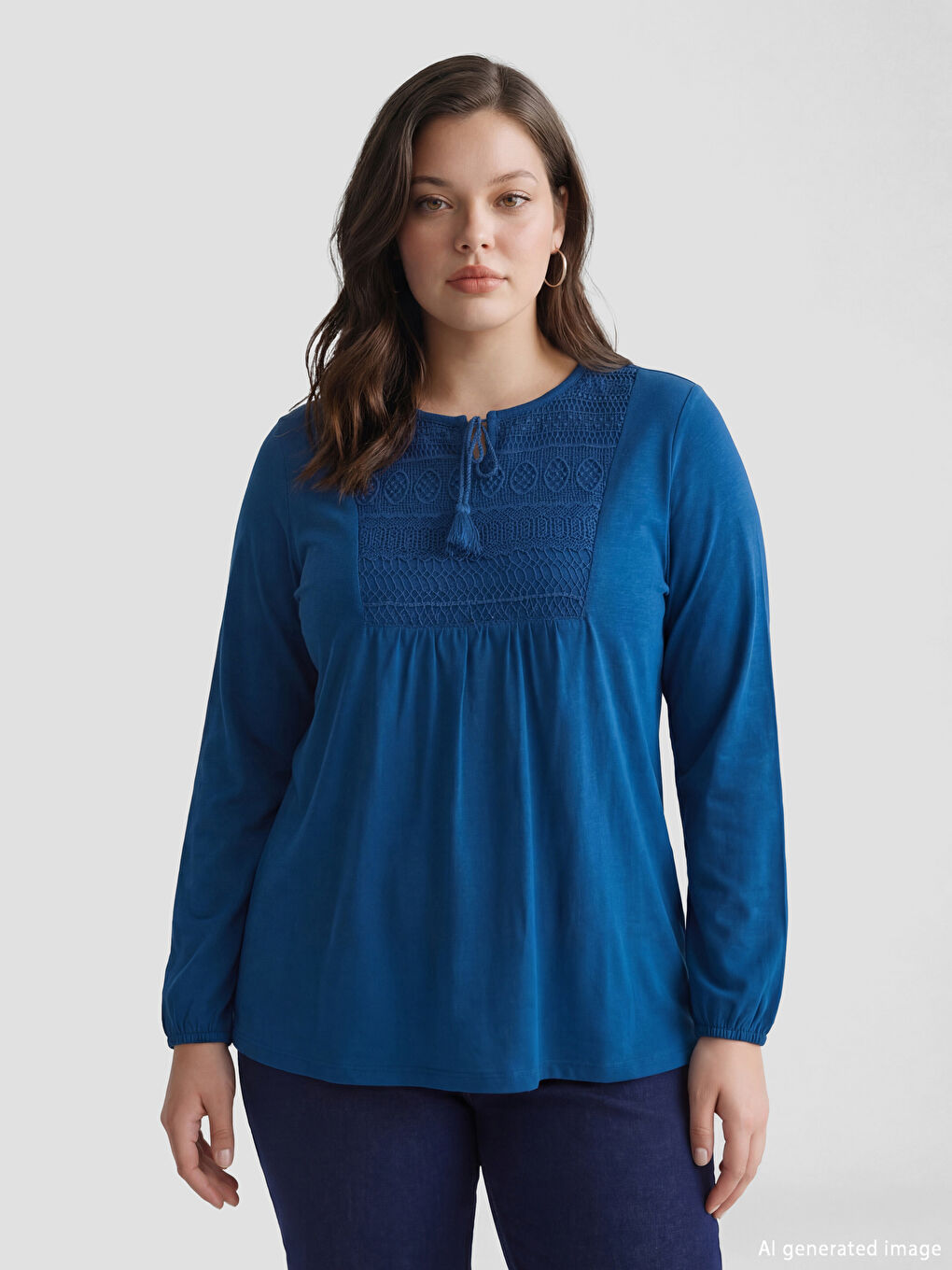 Tie Neck Embroidered Blouse-1