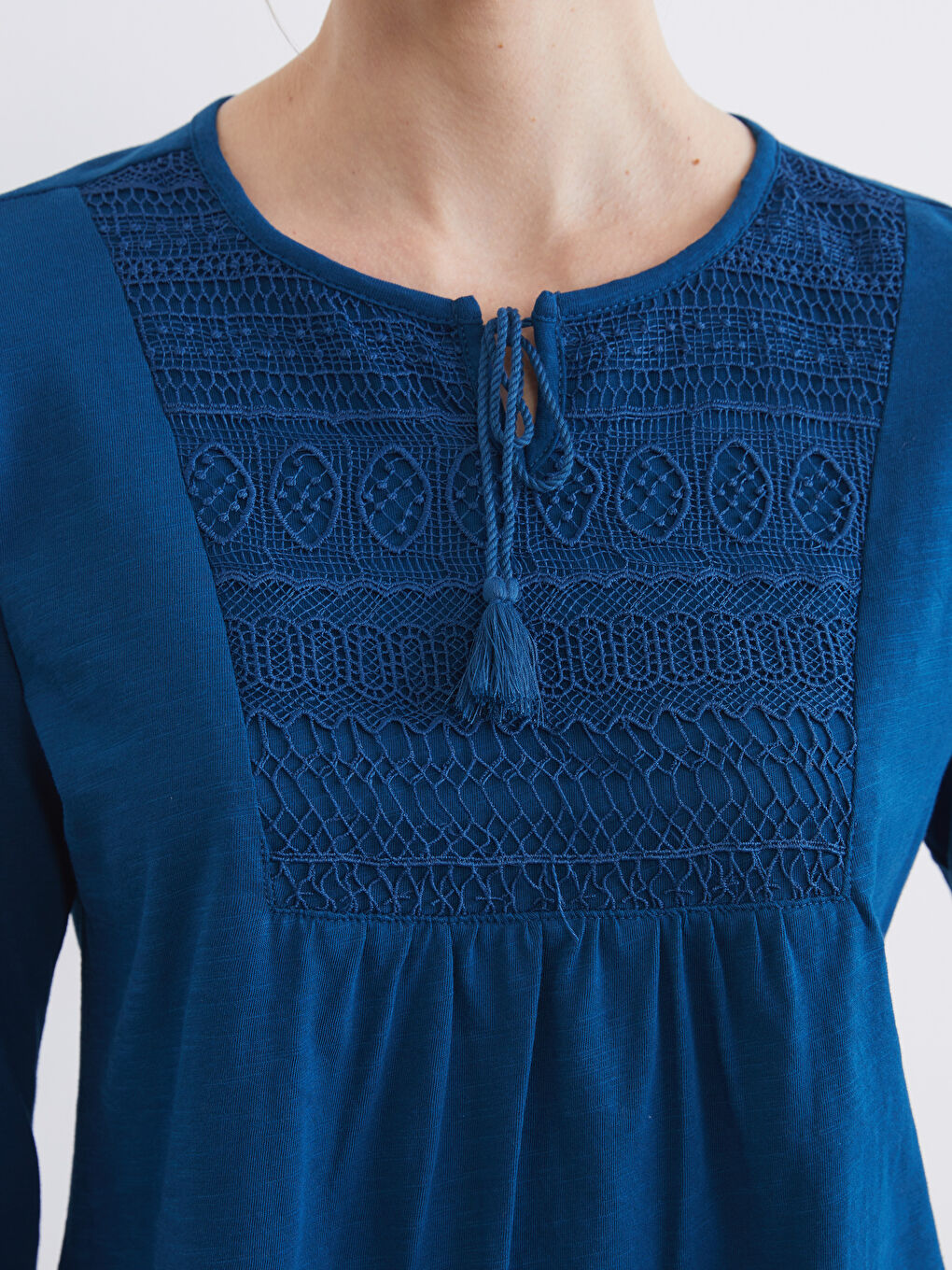 Tie Neck Embroidered Blouse-3