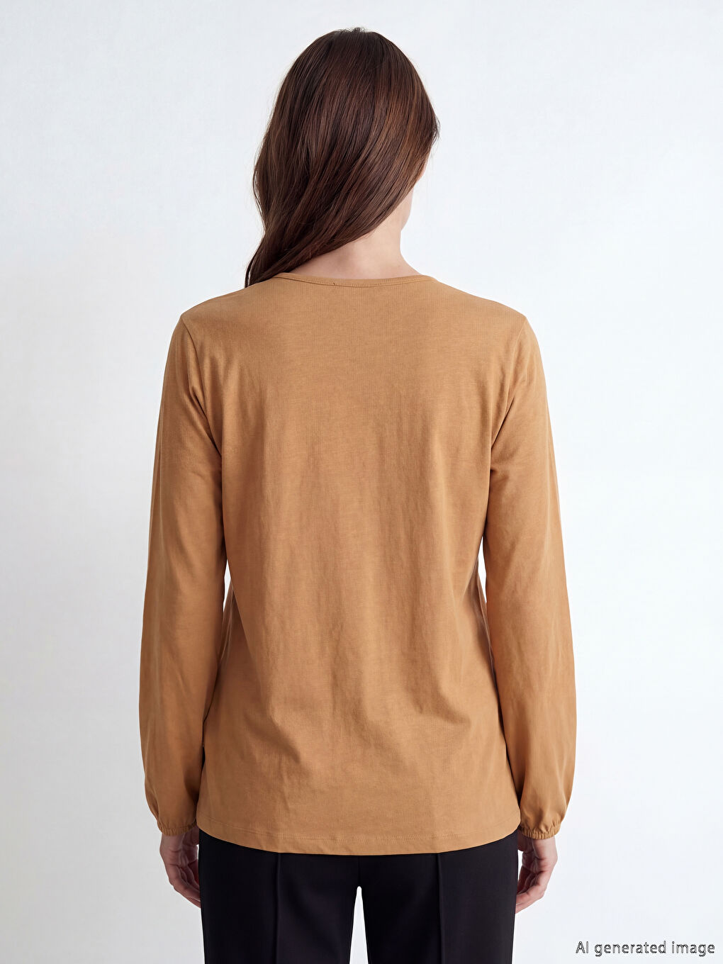 Kahverengi Bağlamalı Yaka Nakışlı Bluz	-3