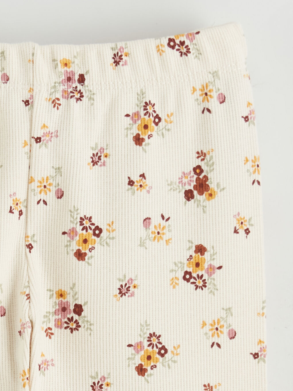 Ekru Çiçekli Kız Çocuk Kaşkorse Tayt-1