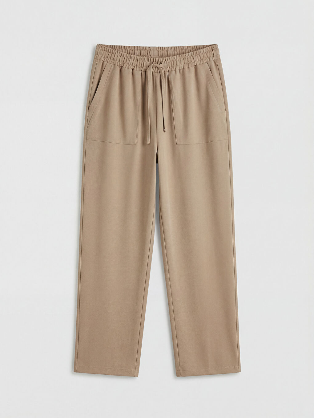 Kahverengi Beli Lastikli Armürlü Kadın Pantolon