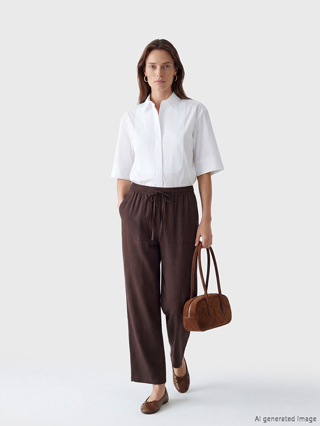 Pantalon Femme à Taille Élastiquée Coupe Ample