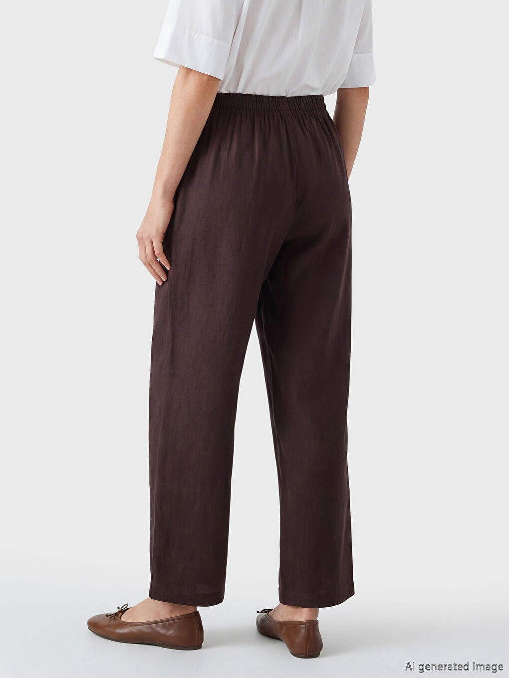 Pantalon Femme à Taille Élastiquée Coupe Ample-1