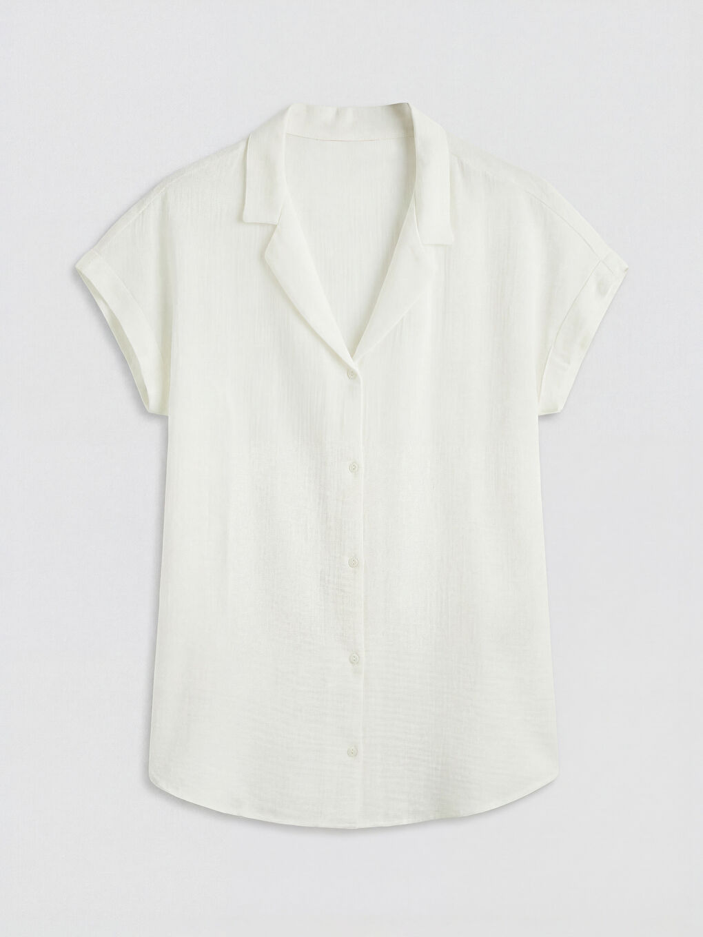 Beyaz Gömlek Yaka Müslin Kadın Plaj Elbisesi