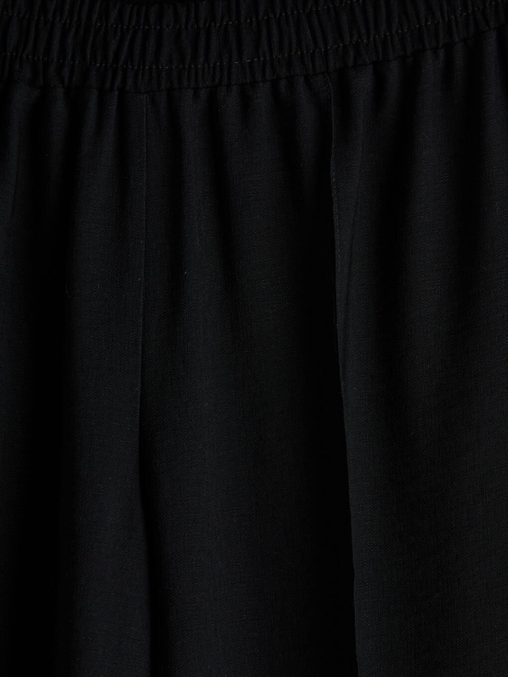 Siyah Beli Lastikli Keten Karışımlı Kadın Pantolon-2