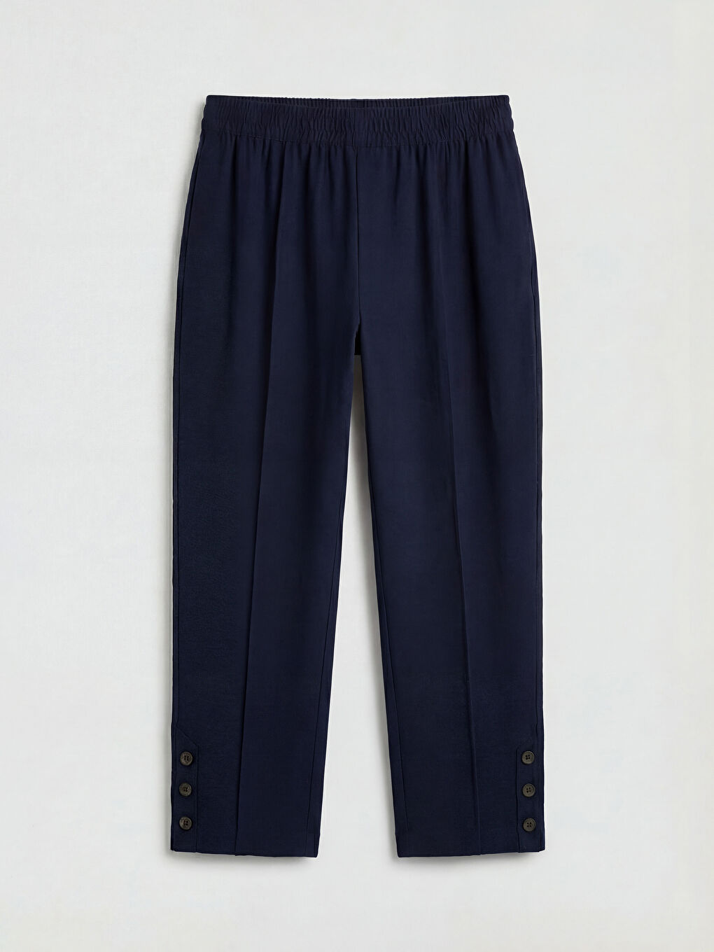 Elastic Waist Linen Blend Women's Trousers-4