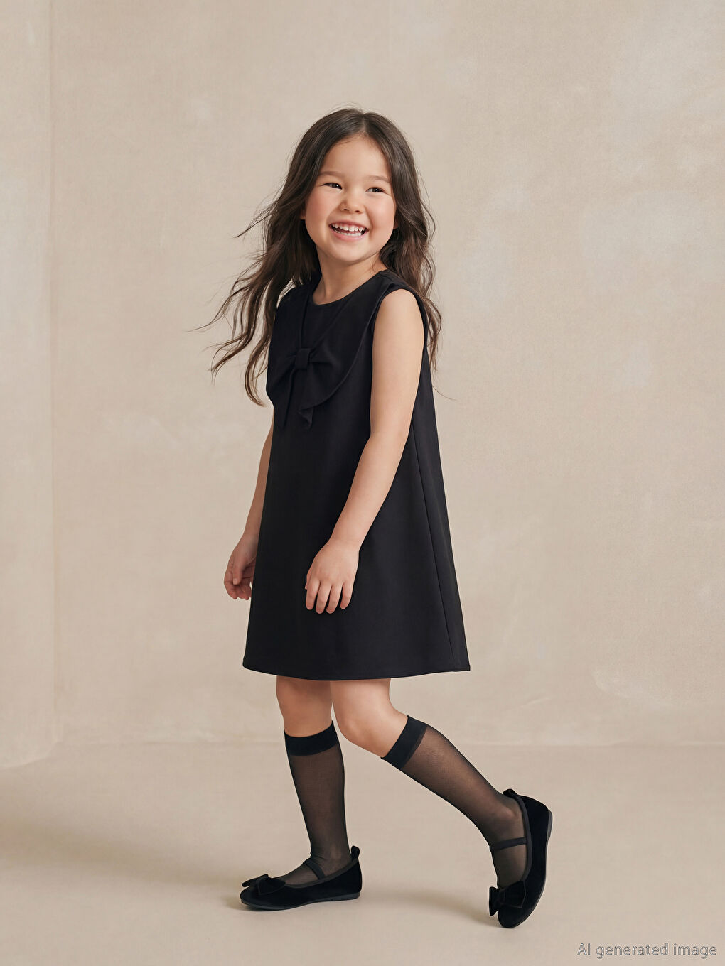 Girls' Dress with Bow Detail