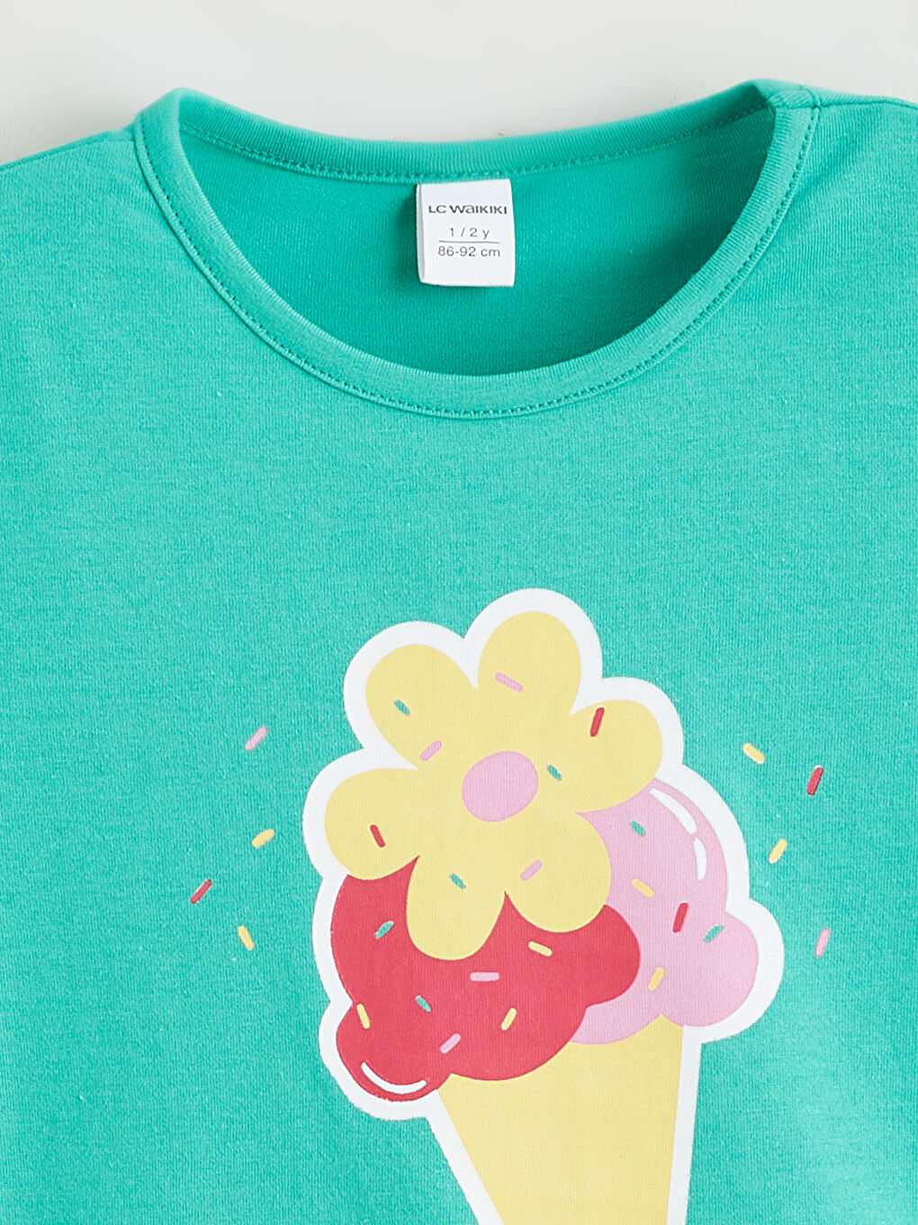 Crew Neck Printed Girls' T-Shirt-1