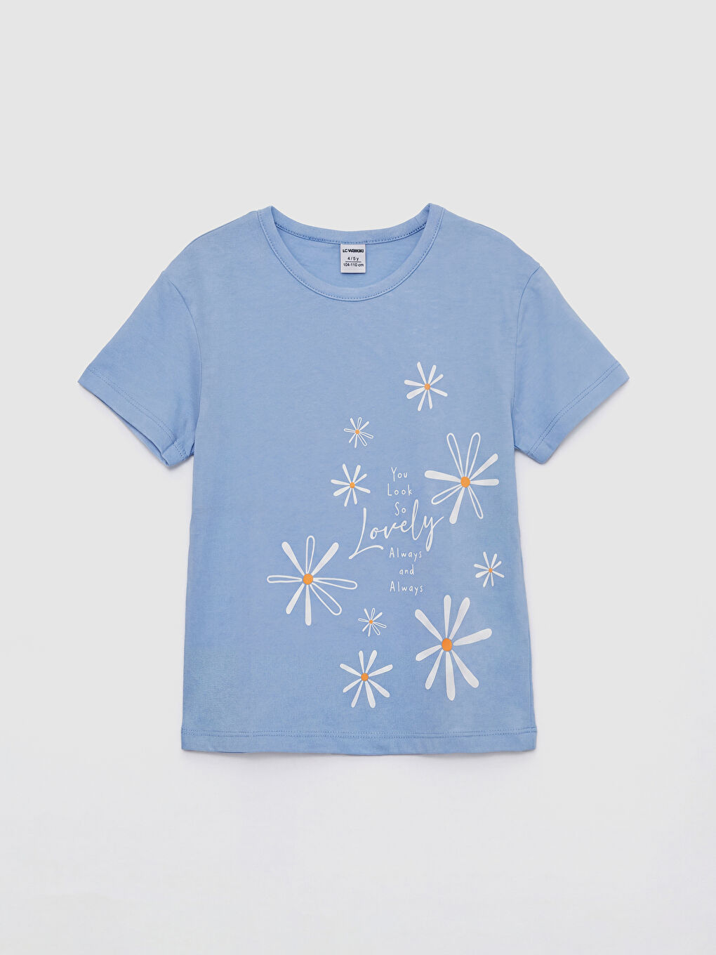 Crew Neck Printed Girls' T-Shirt